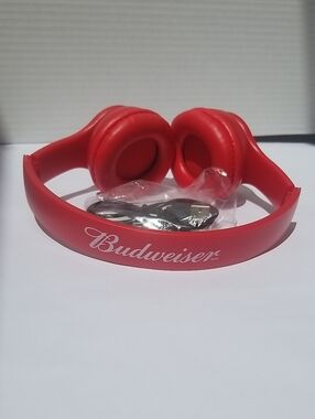 Budweiser Promo Red Over The Ear Wireless Bluetooth Foldable Headphones New